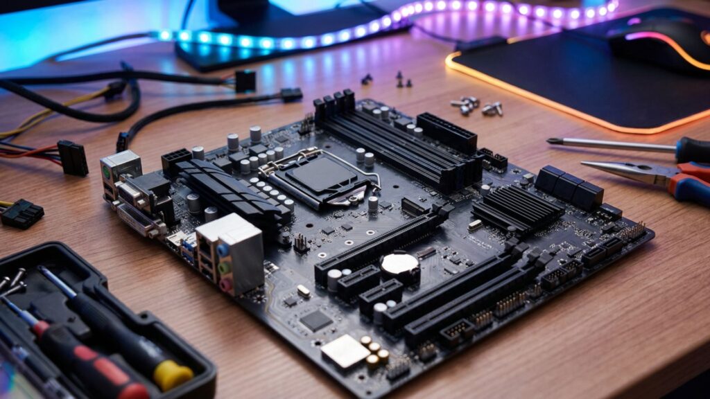 Gaming motherboard close-up – what is a motherboard